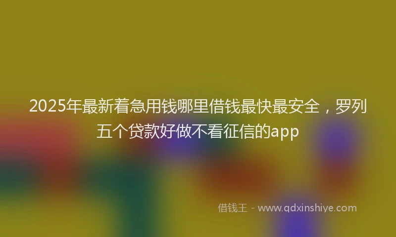 2025年最新着急用钱哪里借钱最快最安全，罗列五个贷款好做不看征信的app