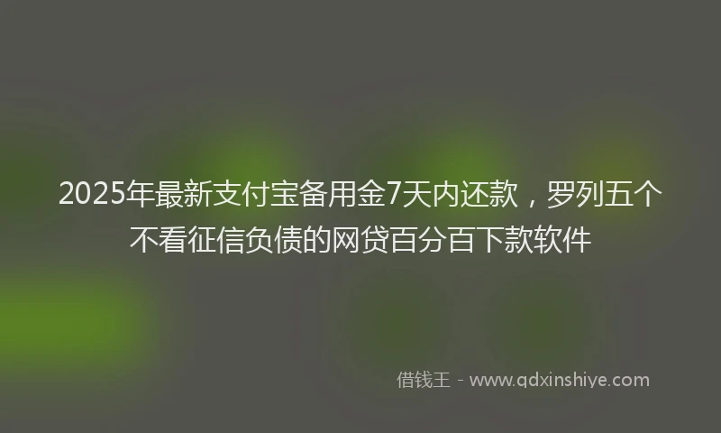 2025年最新支付宝备用金7天内还款，罗列五个不看征信负债的网贷百分百下款软件