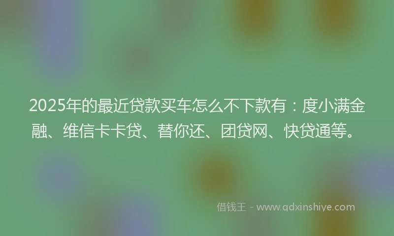 2025年的最近贷款买车怎么不下款有：度小满金融、维信卡卡贷、替你还、团贷网、快贷通等。
