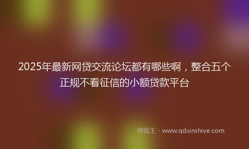 2025年最新网贷交流论坛都有哪些啊，整合五个正规不看征信的小额贷款平台