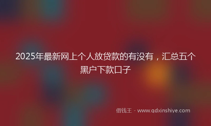 2025年最新网上个人放贷款的有没有,汇总五个黑户下款口子