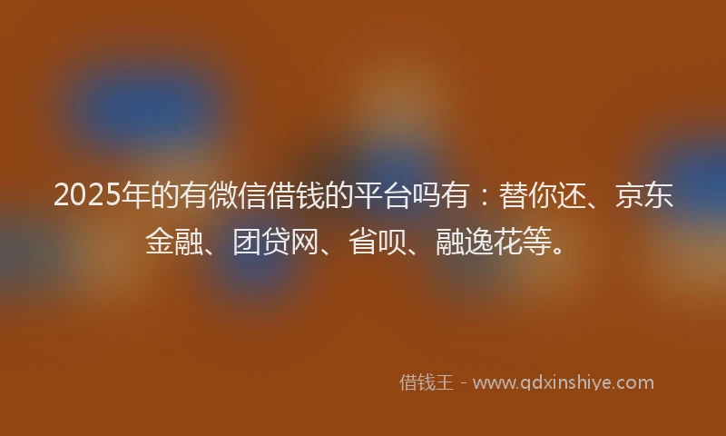 2025年的有微信借钱的平台吗有：替你还、京东金融、团贷网、省呗、融逸花等。