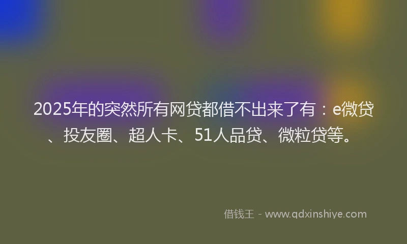 2025年的突然所有网贷都借不出来了有：e微贷、投友圈、超人卡、51人品贷、微粒贷等。