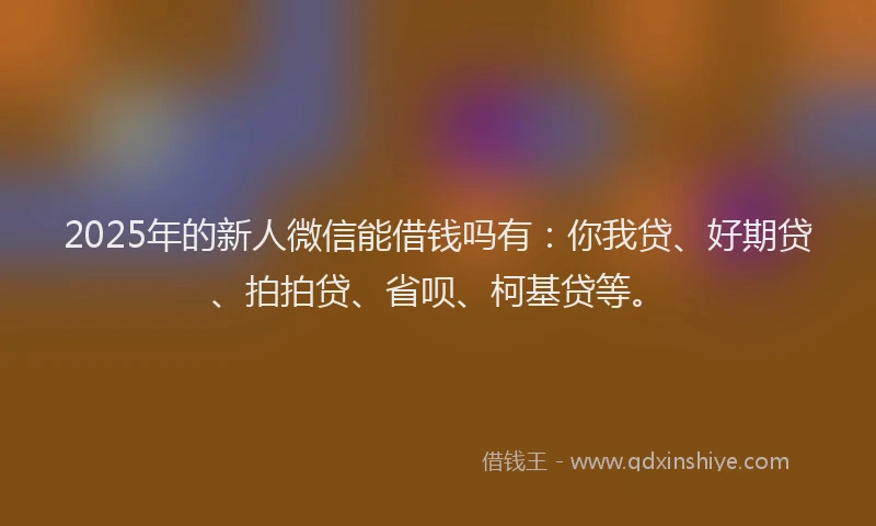 2025年的新人微信能借钱吗有：你我贷、好期贷、拍拍贷、省呗、柯基贷等。