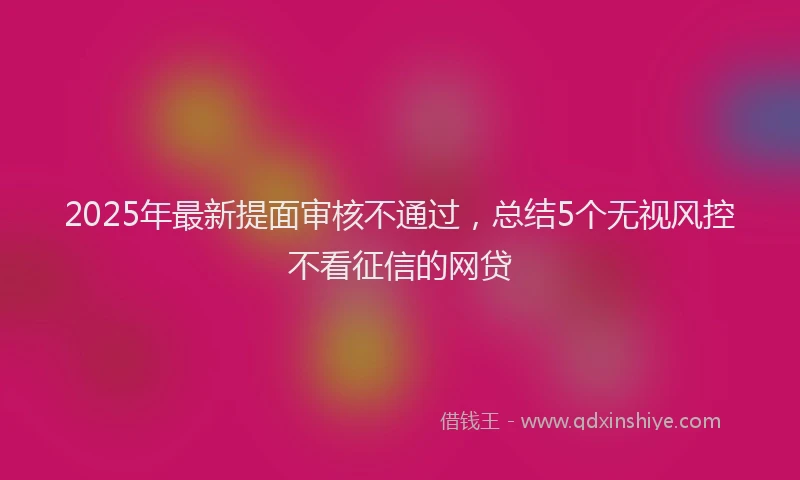 2025年最新提面审核不通过，总结5个无视风控不看征信的网贷