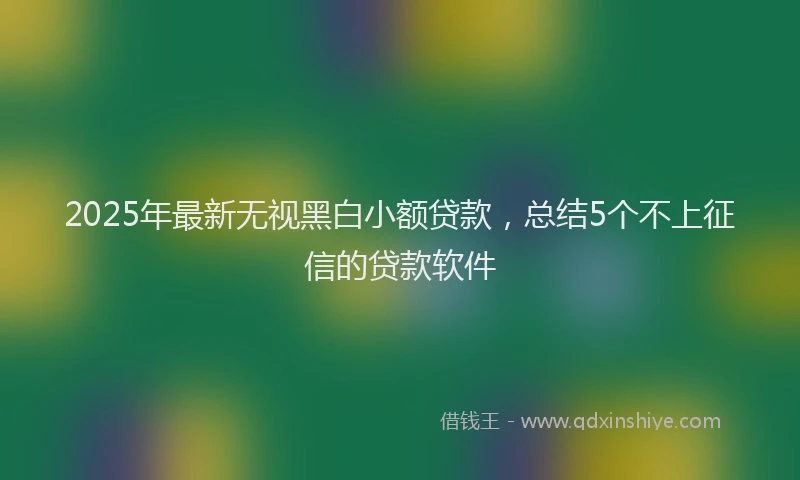 2025年最新无视黑白小额贷款，总结5个不上征信的贷款软件