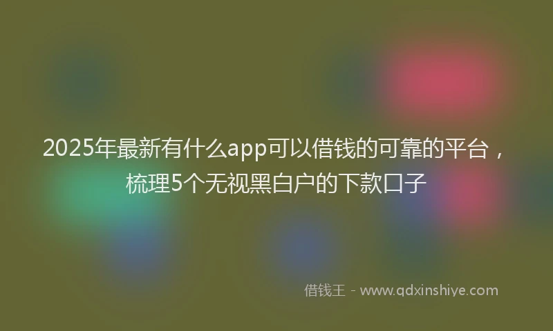 2025年最新有什么app可以借钱的可靠的平台，梳理5个无视黑白户的下款口子