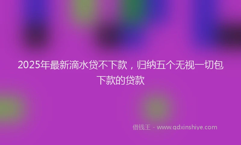 2025年最新滴水贷不下款，归纳五个无视一切包下款的贷款
