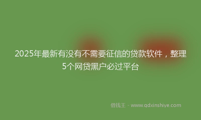 2025年最新有没有不需要征信的贷款软件，整理5个网贷黑户必过平台