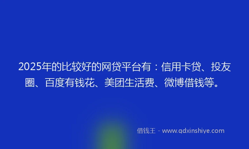 2025年的比较好的网贷平台有：信用卡贷、投友圈、百度有钱花、美团生活费、微博借钱等。