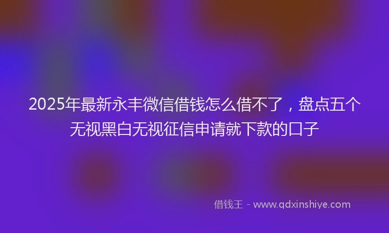 2025年最新永丰微信借钱怎么借不了，盘点五个无视黑白无视征信申请就下款的口子