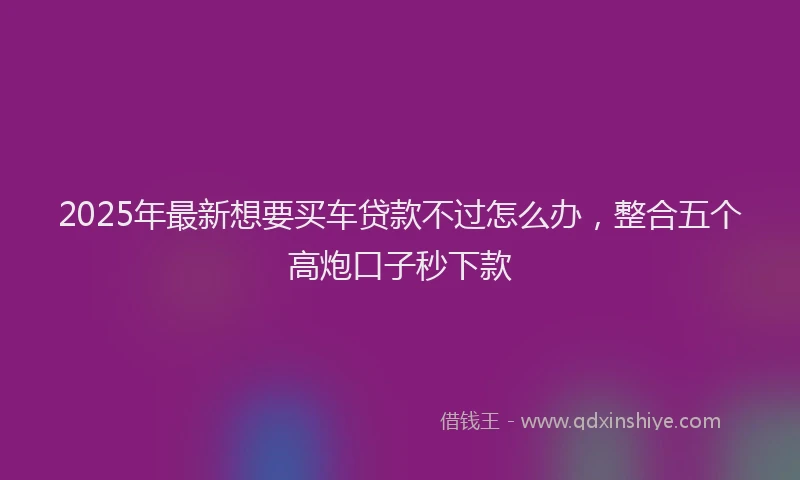 2025年最新想要买车贷款不过怎么办，整合五个高炮口子秒下款