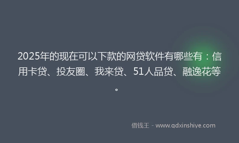 2025年的现在可以下款的网贷软件有哪些有：信用卡贷、投友圈、我来贷、51人品贷、融逸花等。