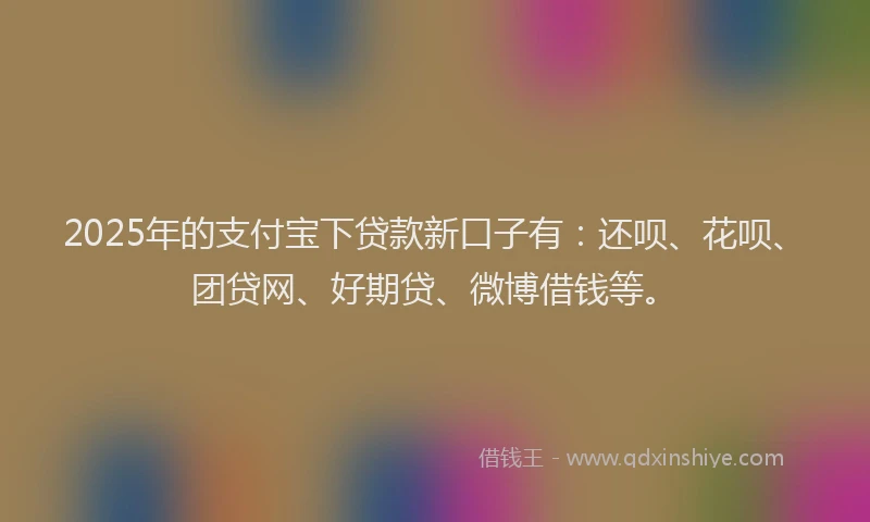 2025年的支付宝下贷款新口子有：还呗、花呗、团贷网、好期贷、微博借钱等。