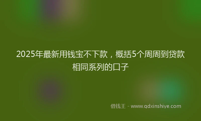 2025年最新用钱宝不下款，概括5个周周到贷款相同系列的口子