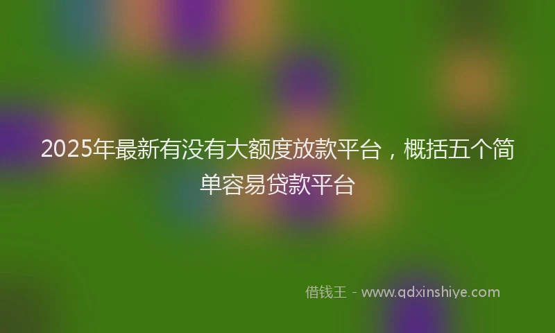 2025年最新有没有大额度放款平台，概括五个简单容易贷款平台