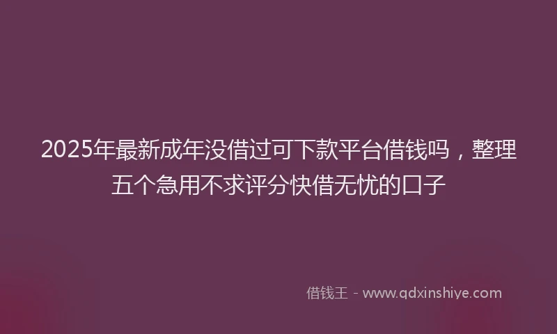 2025年最新成年没借过可下款平台借钱吗，整理五个急用不求评分快借无忧的口子