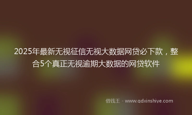 2025年最新无视征信无视大数据网贷必下款，整合5个真正无视逾期大数据的网贷软件