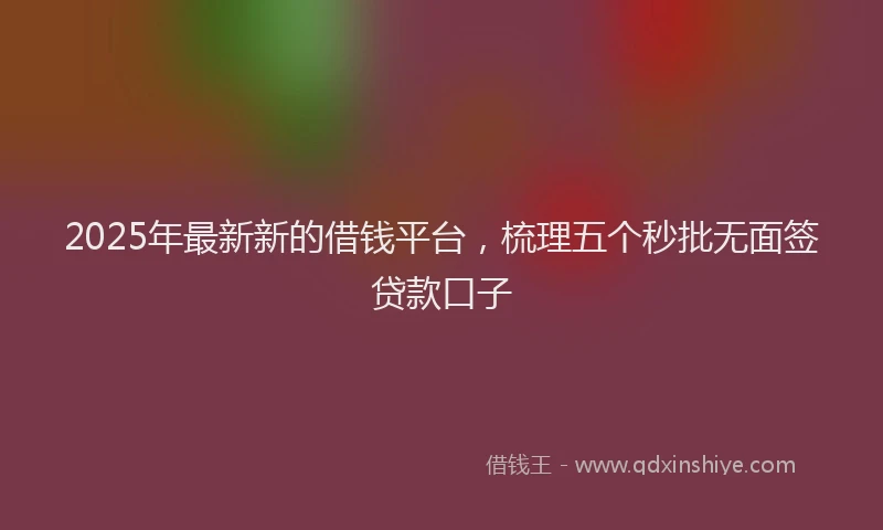 2025年最新新的借钱平台，梳理五个秒批无面签贷款口子