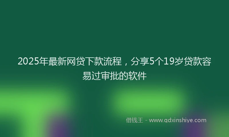 2025年最新网贷下款流程，分享5个19岁贷款容易过审批的软件
