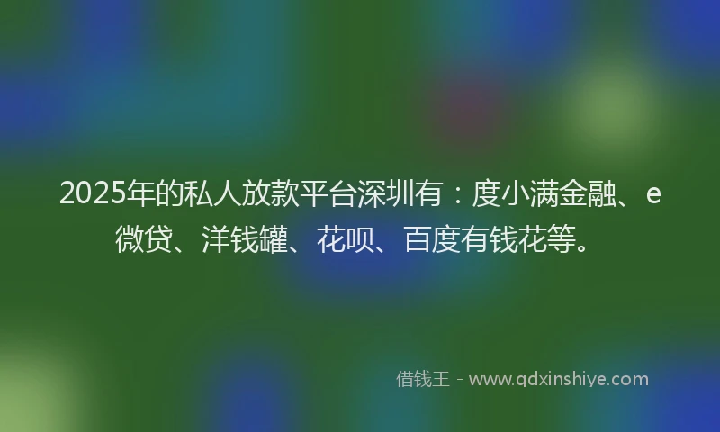 2025年的私人放款平台深圳有：度小满金融、e微贷、洋钱罐、花呗、百度有钱花等。