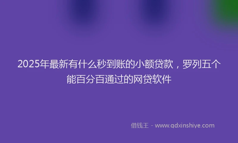 2025年最新有什么秒到账的小额贷款，罗列五个能百分百通过的网贷软件