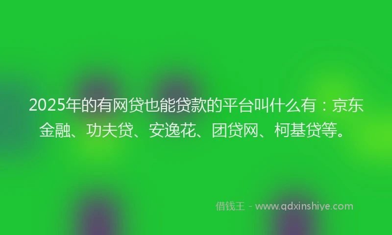 2025年的有网贷也能贷款的平台叫什么有：京东金融、功夫贷、安逸花、团贷网、柯基贷等。