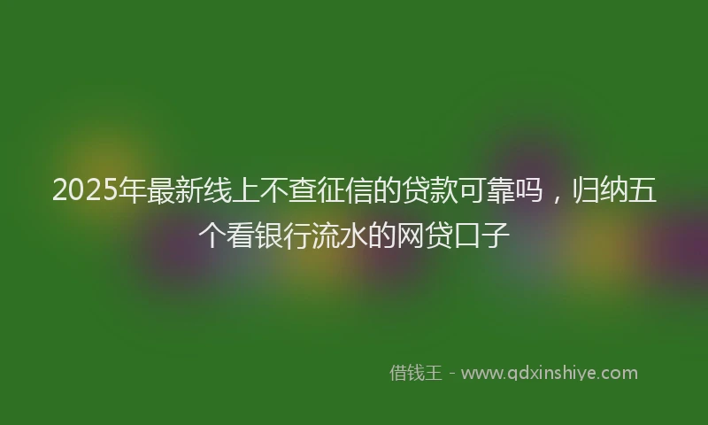 2025年最新线上不查征信的贷款可靠吗，归纳五个看银行流水的网贷口子
