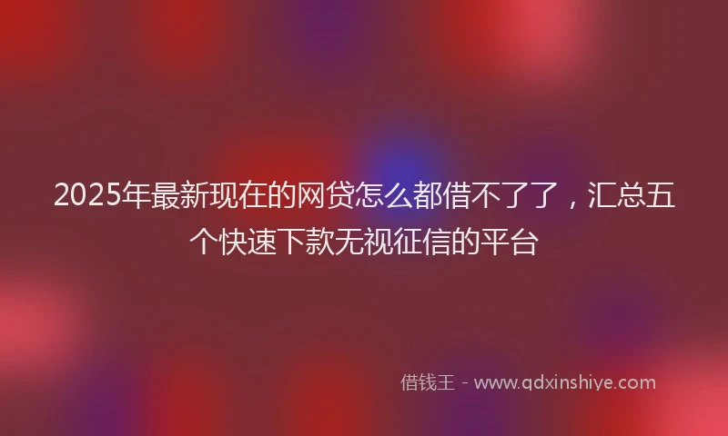 2025年最新现在的网贷怎么都借不了了，汇总五个快速下款无视征信的平台