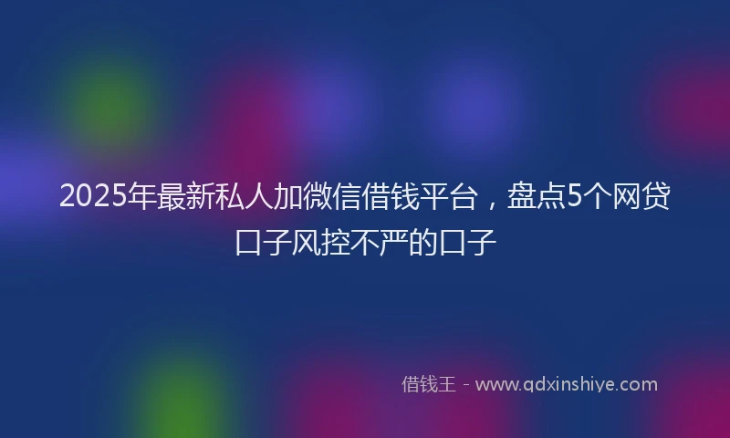 2025年最新私人加微信借钱平台，盘点5个网贷口子风控不严的口子