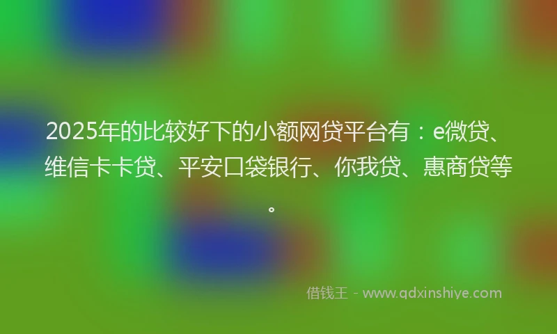 2025年的比较好下的小额网贷平台有：e微贷、维信卡卡贷、平安口袋银行、你我贷、惠商贷等。