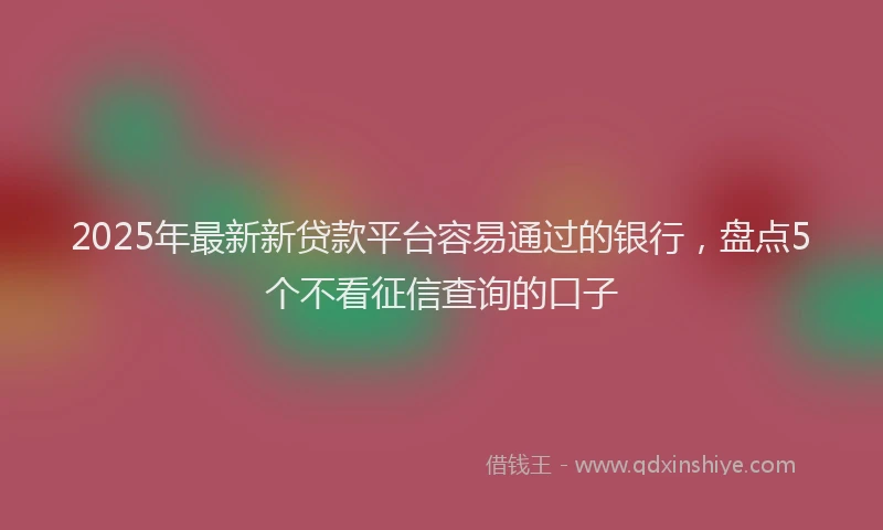 2025年最新新贷款平台容易通过的银行，盘点5个不看征信查询的口子