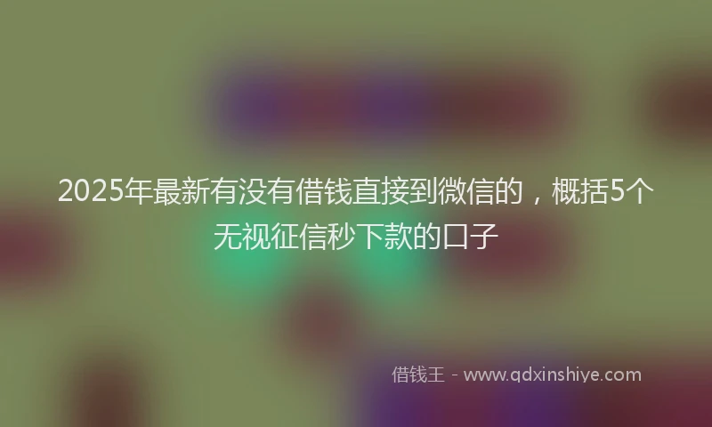 2025年最新有没有借钱直接到微信的，概括5个无视征信秒下款的口子