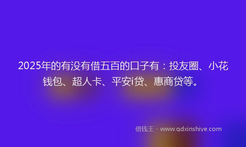 2025年的有没有借五百的口子有：投友圈、小花钱包、超人卡、平安i贷、惠商贷等。
