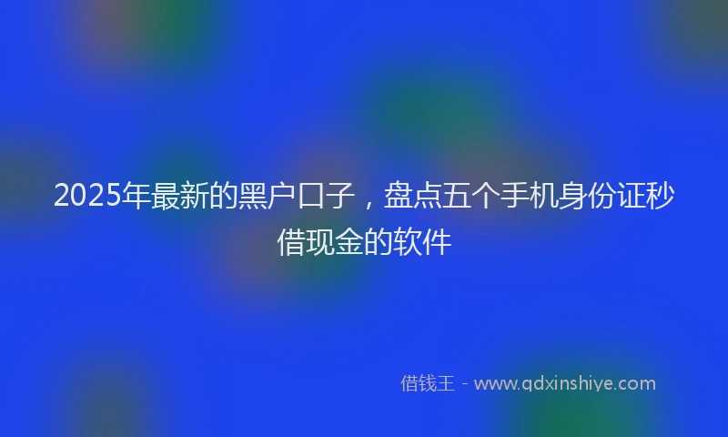 2025年最新的黑户口子，盘点五个手机身份证秒借现金的软件