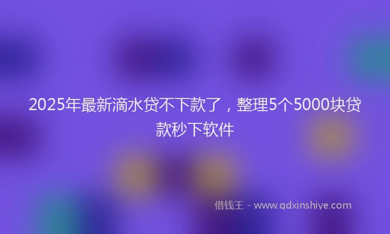 2025年最新滴水贷不下款了，整理5个5000块贷款秒下软件