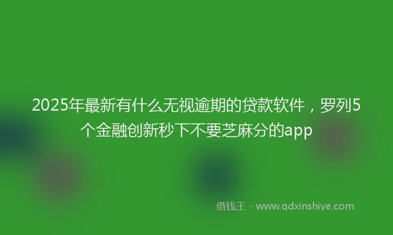2025年最新有什么无视逾期的贷款软件，罗列5个金融创新秒下不要芝麻分的app