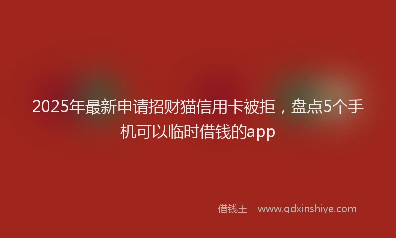 2025年最新申请招财猫信用卡被拒，盘点5个手机可以临时借钱的app