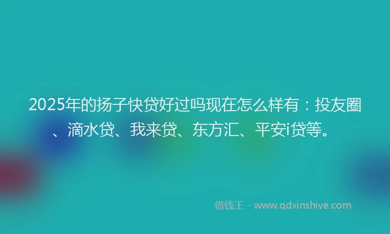 2025年的扬子快贷好过吗现在怎么样有：投友圈、滴水贷、我来贷、东方汇、平安i贷等。