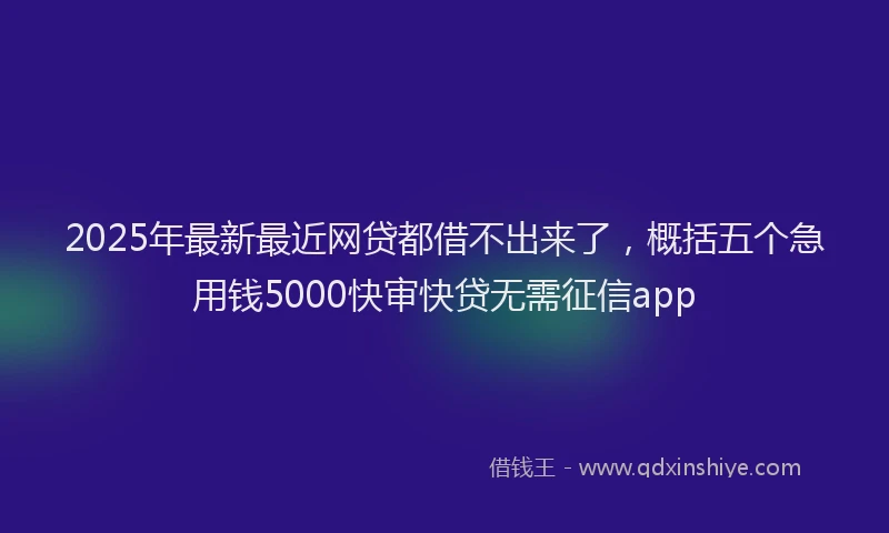 2025年最新最近网贷都借不出来了，概括五个急用钱5000快审快贷无需征信app