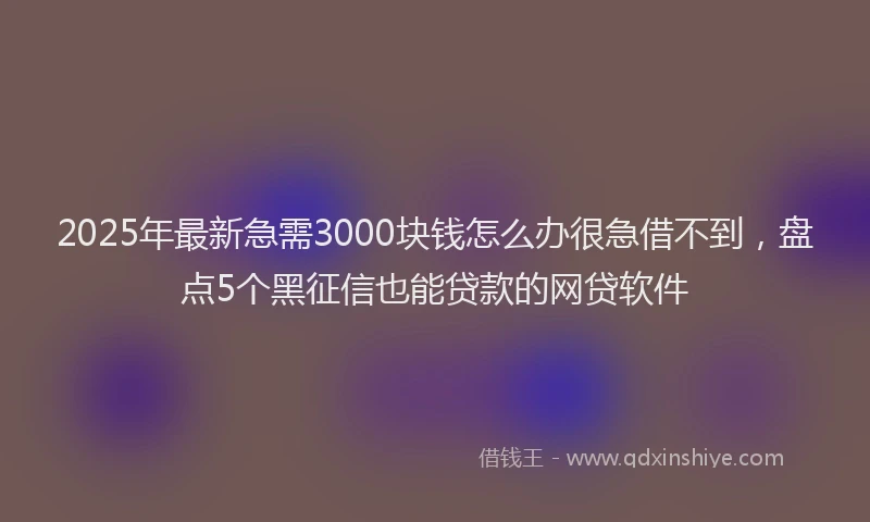 2025年最新急需3000块钱怎么办很急借不到，盘点5个黑征信也能贷款的网贷软件