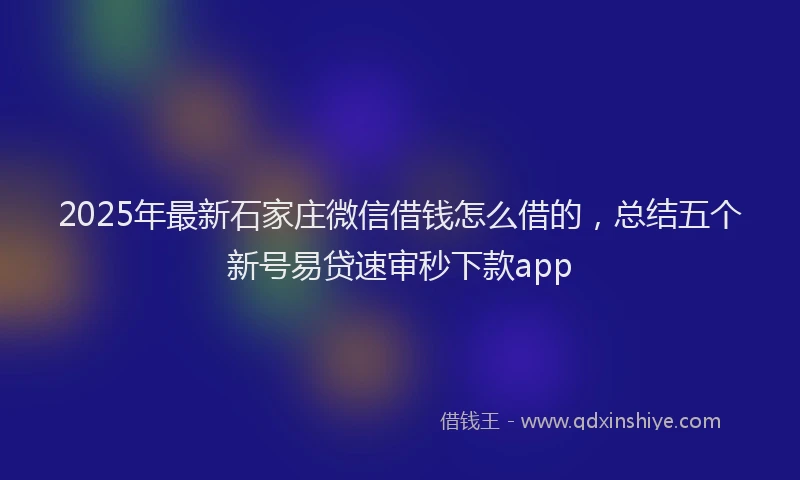 2025年最新石家庄微信借钱怎么借的，总结五个新号易贷速审秒下款app