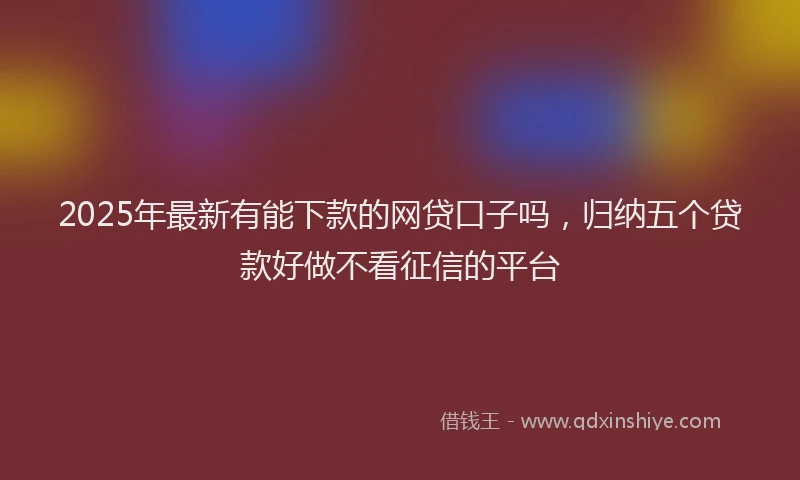 2025年最新有能下款的网贷口子吗，归纳五个贷款好做不看征信的平台
