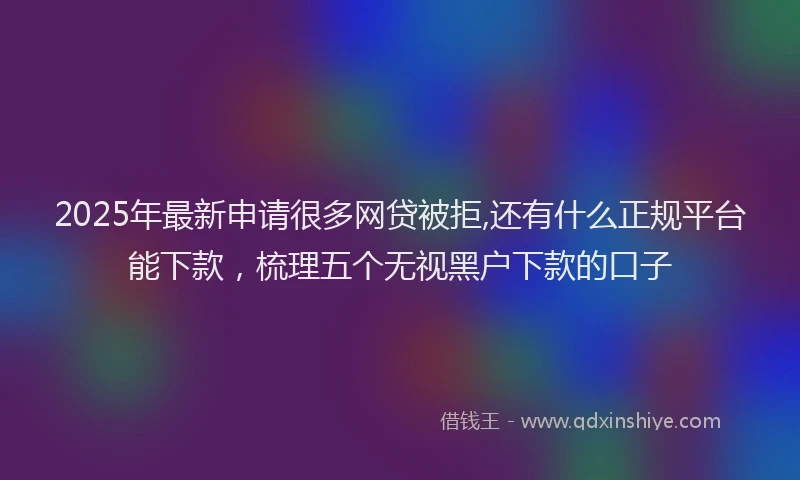 2025年最新申请很多网贷被拒,还有什么正规平台能下款，梳理五个无视黑户下款的口子