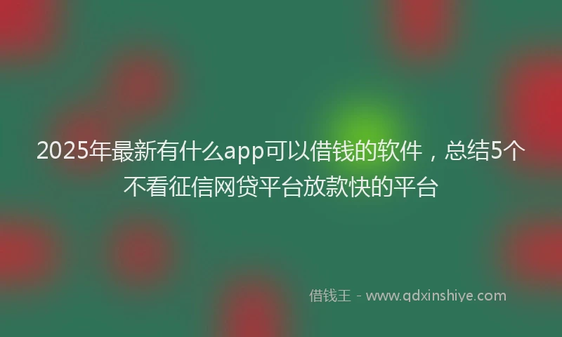 2025年最新有什么app可以借钱的软件，总结5个不看征信网贷平台放款快的平台