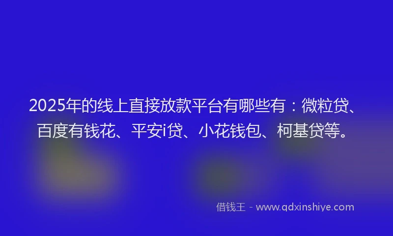 2025年的线上直接放款平台有哪些有：微粒贷、百度有钱花、平安i贷、小花钱包、柯基贷等。