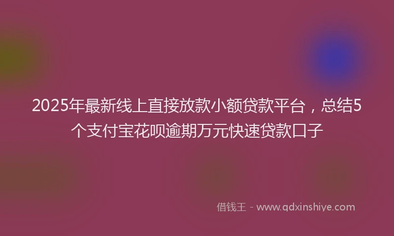 2025年最新线上直接放款小额贷款平台，总结5个支付宝花呗逾期万元快速贷款口子