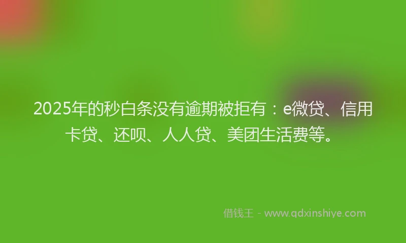 2025年的秒白条没有逾期被拒有：e微贷、信用卡贷、还呗、人人贷、美团生活费等。