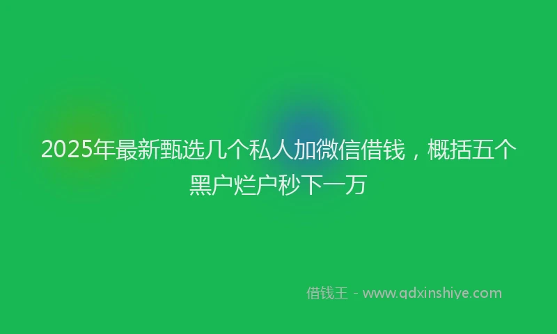 2025年最新甄选几个私人加微信借钱，概括五个黑户烂户秒下一万
