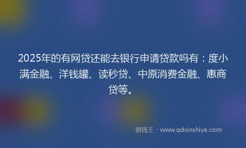 2025年的有网贷还能去银行申请贷款吗有：度小满金融、洋钱罐、读秒贷、中原消费金融、惠商贷等。